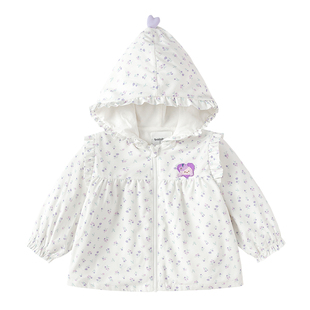 巴拉巴拉女童外套婴儿连帽衫宝宝波点上衣儿童2026新款春装童装软