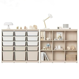 hanssem汉森儿童收纳柜蒙氏宝宝实木玩具柜书架储物柜ins风置物架