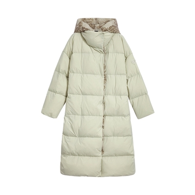 【保暖90白鸭绒】Desigual25秋冬新品拼接假两件长款女士羽绒服