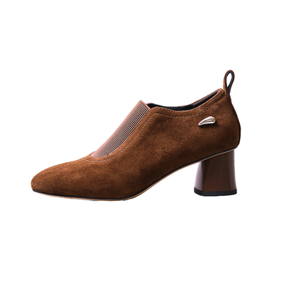 尖头小短靴高跟鞋AJOYSAHU法式