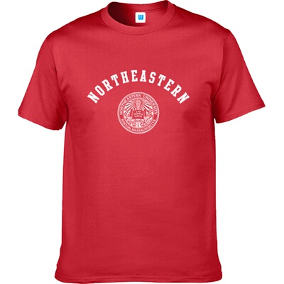 美国东北大学neu短袖纪念校服t恤