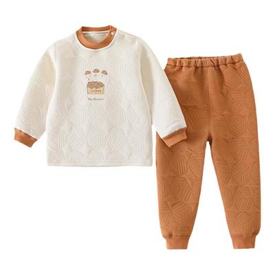 婴儿夹棉秋衣秋裤套装秋冬莫代尔棉保暖内衣宝宝家居服儿童睡衣