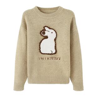 betu百图可爱童趣兔子毛衣女2025年冬季新款宽松软糯套头针织衫