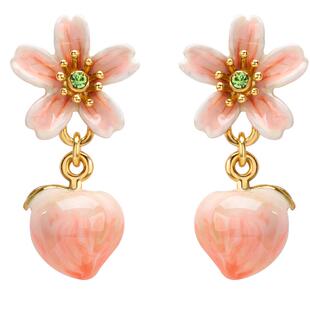 JuicyGrape水蜜桃耳环女可爱桃花桃子耳坠粉色耳钉生日情人节礼物