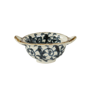 日本制美浓烧手绘唐草双耳汤碗拉面碗日式防烫双耳餐盘咖喱饭盘碟