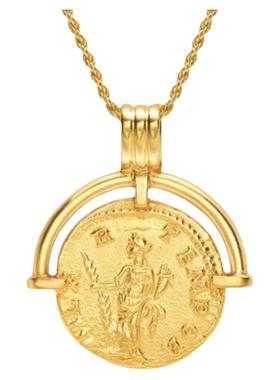 金色圆形罗马硬币项链复古硬币