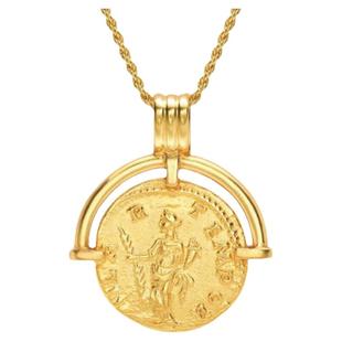 白日梦庄达菲林语惊同款金色宫廷圆形罗马硬币项链复古硬币锁骨链
