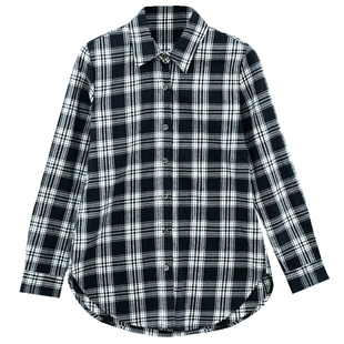 2024秋季新款妈妈中长款衬衣女外套长袖上衣女装纯棉格子衬衫外穿