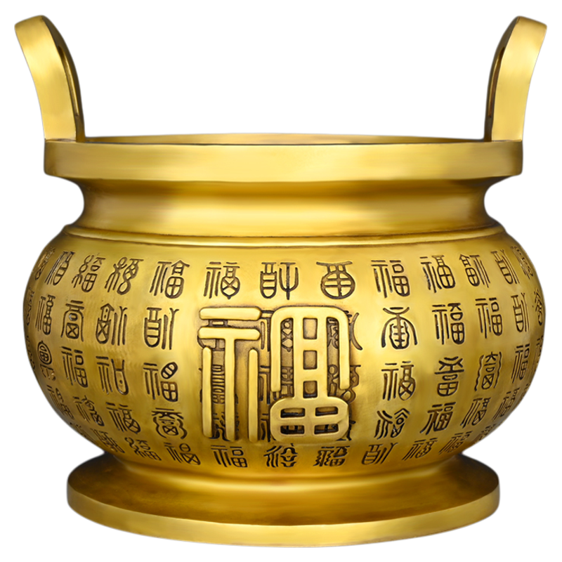 纯黄铜百福香炉家用供奉