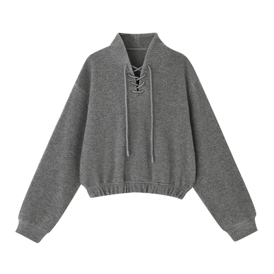 绑带禅意领卫衣羊毛混纺卫衣套装