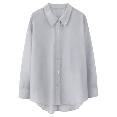 EAAH 韩国品牌 女装2026春夏极简风薄纱衬衫长袖宽松百搭通勤上衣