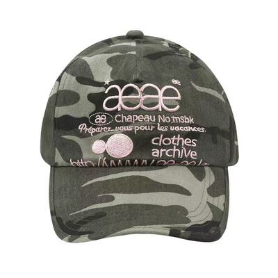 Aeae韩国迷彩字母刺绣棒球鸭舌帽
