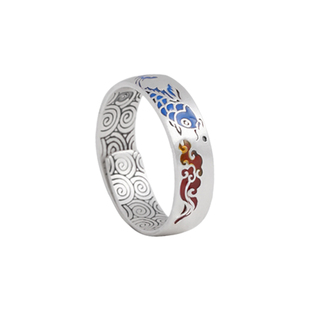 vana彩绘锦鲤海浪戒指纯银女2026新款爆款生日情人节礼物送女友