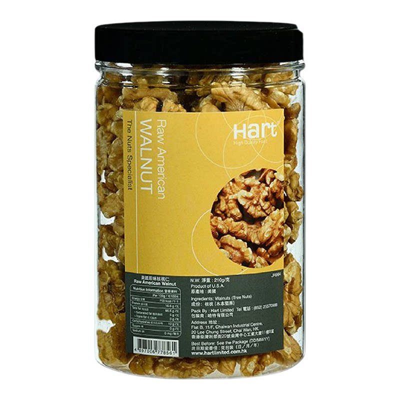 哈特 美国原味核桃仁210克休闲食品即食熟核桃仁坚果包装休闲解馋