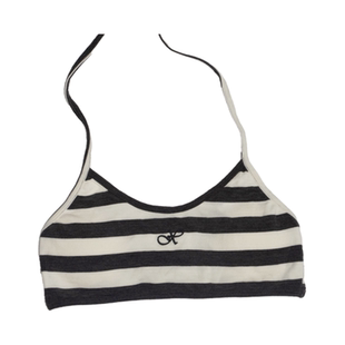 AXIS OF 条纹高弹系带挂脖背心女秋季气质刺绣短款内衣带胸垫上衣