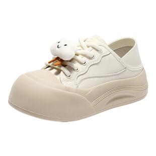 森达小白鞋女款春新时尚可爱厚底面包休闲鞋ZTF71AM5