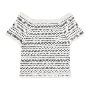 MOUSSY 春季气质淑女木耳边修身一字领小上衣女010HSC80-1511