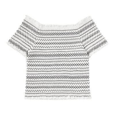 MOUSSY甜美日系荷叶边一字领上衣