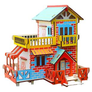 3d木质立体拼图diy小屋手工拼装房子建筑模型男女孩儿童益智玩具