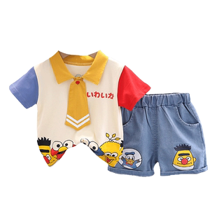 儿童夏装男童短袖套装小童夏季洋气男孩夏天衣服纯棉薄款宝宝半袖