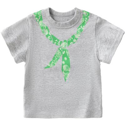 JUZI STORE童装精梳棉领巾印花上装短袖T恤中性男童女童1225111