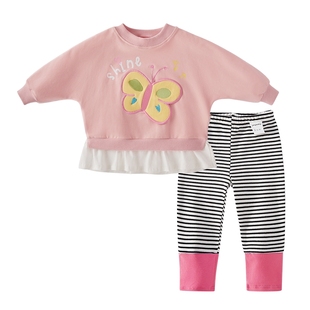 [抗菌绒]女童冬款套装小儿童加绒卫衣两件套薄绒童装宝宝秋冬衣服