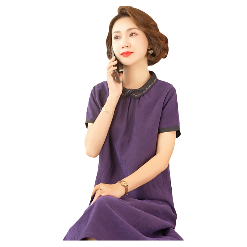 杭州大牌真丝连衣裙女复古高端桑蚕丝妈妈香云纱裙子夏季新款2023