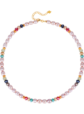 天然紫色巴洛克珍珠项链女