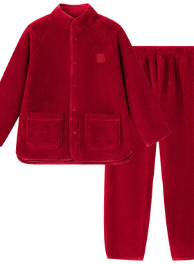 舒雅男童女童羊羔绒家居服套装
