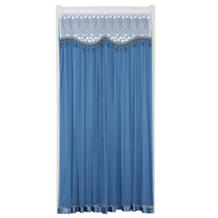 门帘家用免打孔伸缩杆魔术贴双层蕾丝门帘夏季防蚊虫防隐私防偷窥