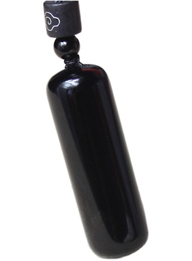 可以刻字天然黑曜石黑水晶男吊坠