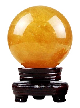 天然黄水晶球摆件开业礼物