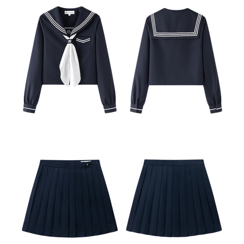 东京岁时记jk原创正版绀色长袖水手服套装小个子学院风短裙JK制服