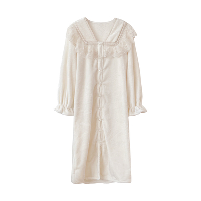 BIEN睡袍女生冬季2025新款法兰绒睡衣甜美可爱公主宫廷家居服长袍