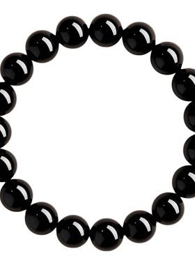 天然乌金黑曜石正品原矿转运手串