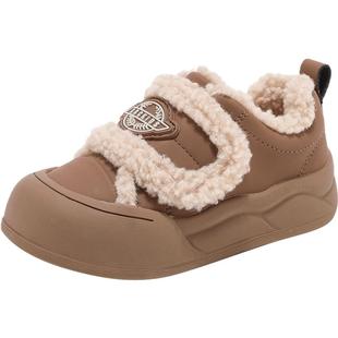 Abckids儿童棉鞋2025冬季新款时尚女童毛毛鞋仿羊羔毛低帮雪地靴