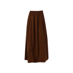 超好看冬裙美拉德棕色灯芯绒半身长裙大码小个子梨形伯克利裙子