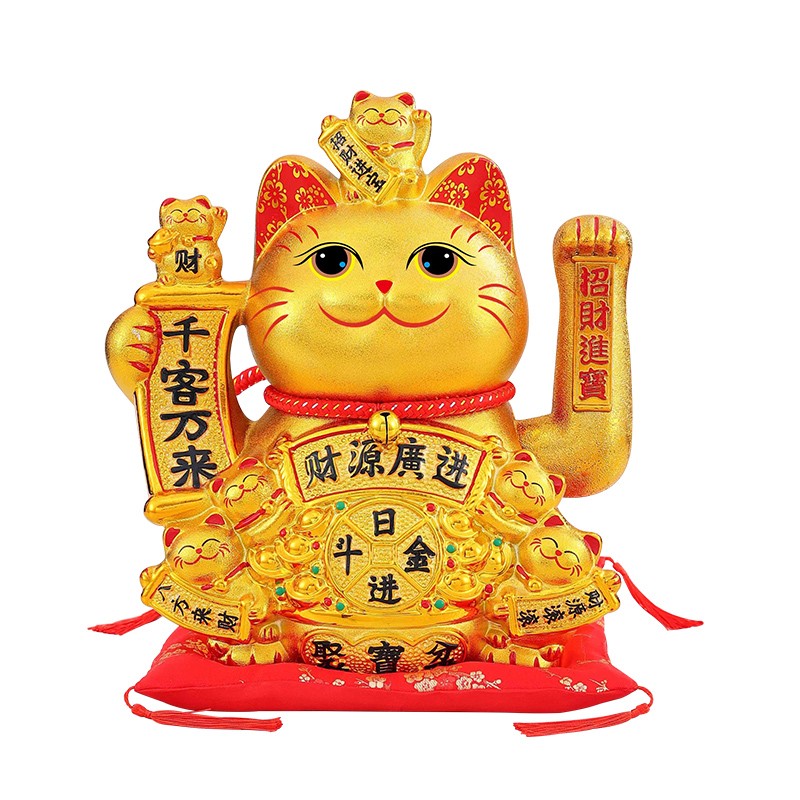 陶瓷睁眼招财猫招手摆件2026新款