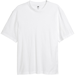 HM男装女装T恤春季重磅纯棉内搭美式潮流短袖情侣装上衣0608945