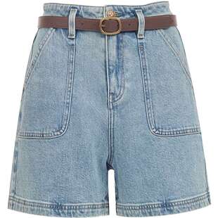 ONLY2026春季新款高腰对称工装风口袋A字复古洗水短裤牛仔裤女