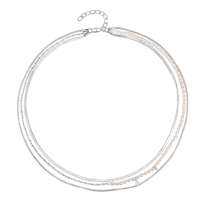 三层叠戴小米珠蛇骨链项链