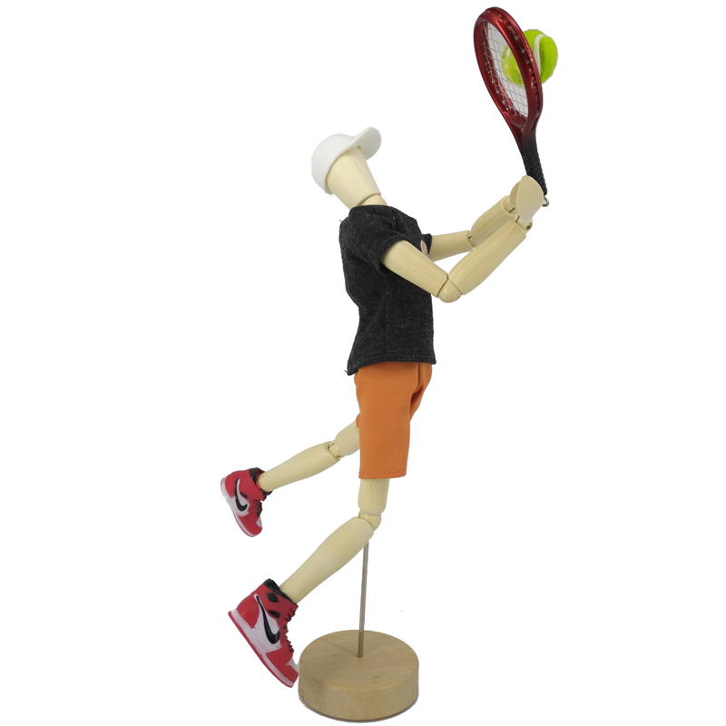 梧棣木人网球主题装饰摆件网球桌面摆件可动的网球木偶人网球礼品