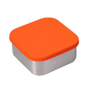 304不锈钢正方形密封保鲜小号饭盒硅胶盖哑拉丝光便当盒户外600ml