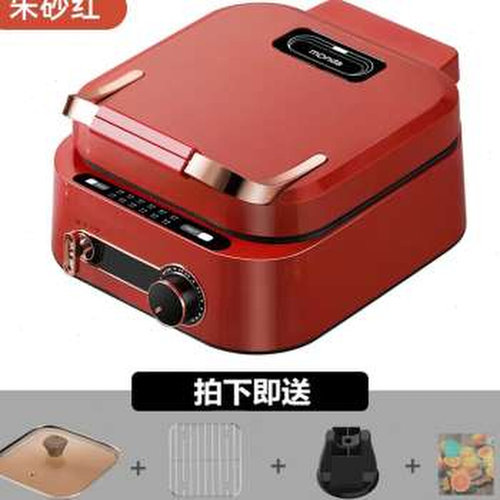 蒙达新款多功能煎烤蒸煮u料理锅电饼铛加深家用烙饼煎饼机一体
