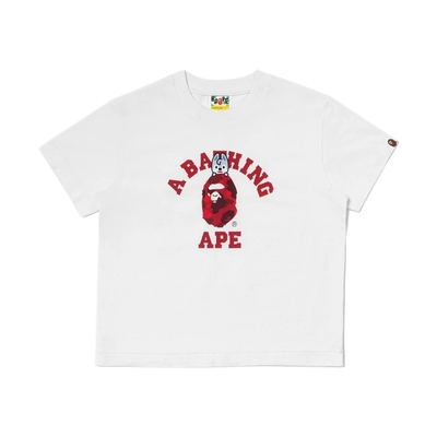 BAPE X STRAY KIDS联名女装25年秋冬迷彩猿人卡通动物印花短袖T恤