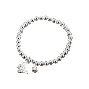 顺钦银楼S999纯银手链女铃兰花年轻款足银手串纪念礼物送女友闺蜜