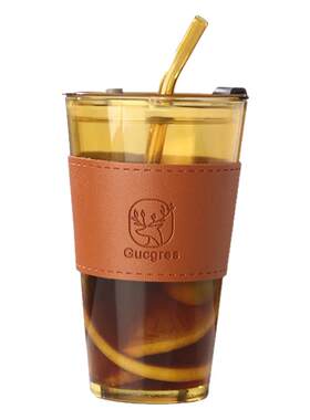 竹节杯高颜值ins玻璃水杯大容量吸管直筒杯印字LOGO地 推礼品批发