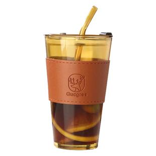 竹节杯高颜值ins玻璃水杯大容量吸管直筒杯印字LOGO地 推礼品批发