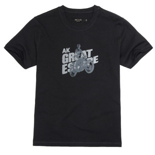 AK男装春季新品The Great Escape撞色艺术剪影印花纯棉重磅T恤男