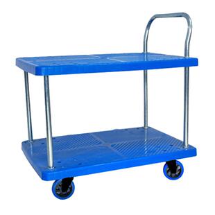 双层手推车双层平板车静音推车钢板围栏搬运车仓库物料周转拖车